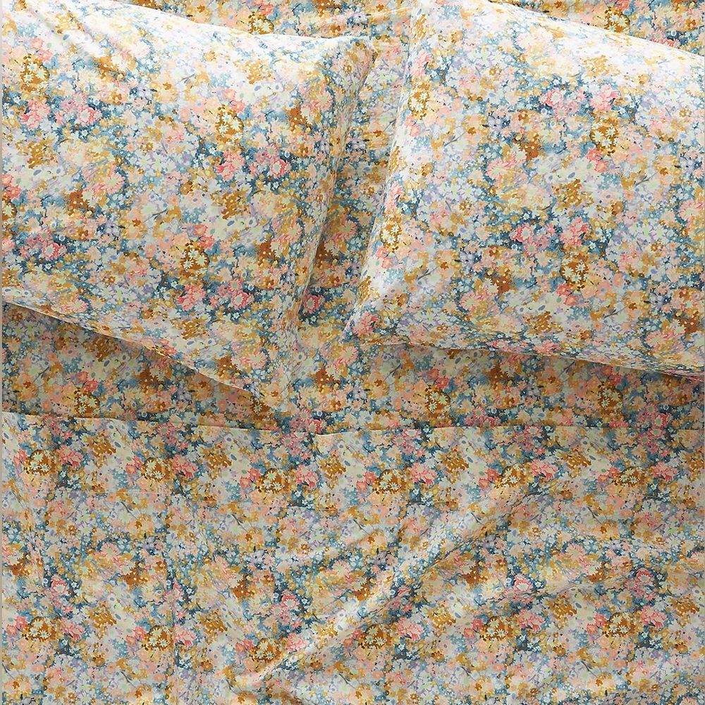Anthropologie Organic Percale Printed Pillow Cases S/2